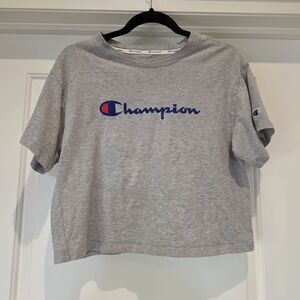 Champion Gray Logo Cropped Tee
